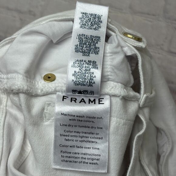 Frame Women Le High Straight Jeans Size 24 White Denim C032 -30 - Picture 13 of 16